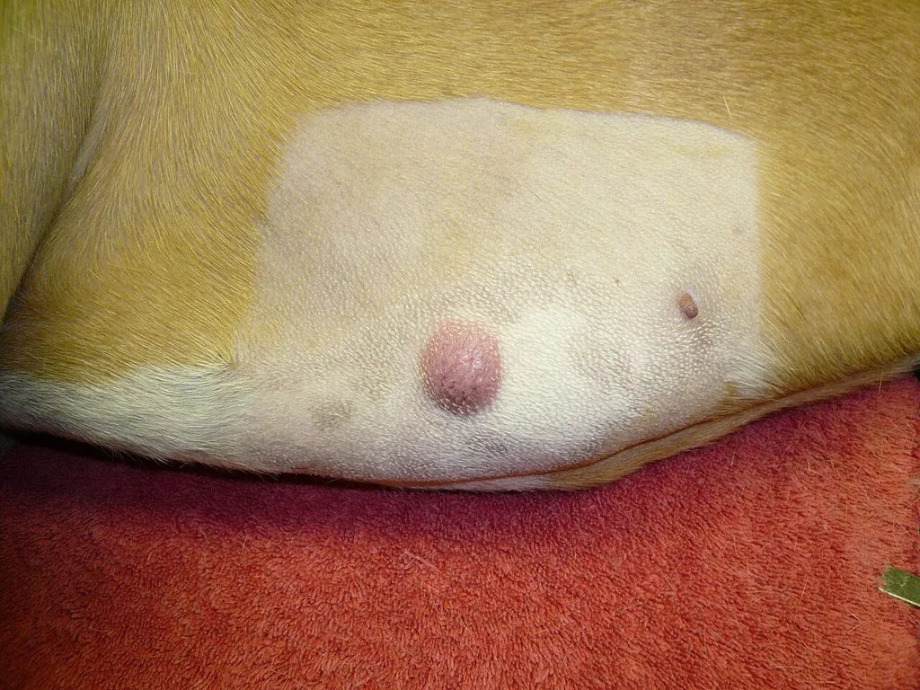 عکس واقعی مرتبط با تومور ماستوسیت: Mast cell tumor side.JPG